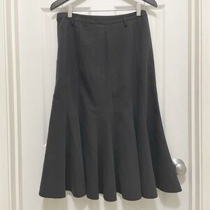 Dressbarn A-line Midi Black Skirt Flounce Hem Ruffle Office‎ Career Flowy Size 6